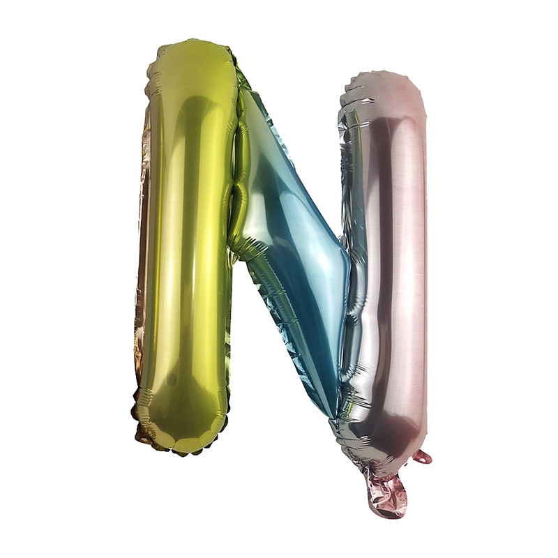 Folieballon N- regenboog metallic - 30 cm 
