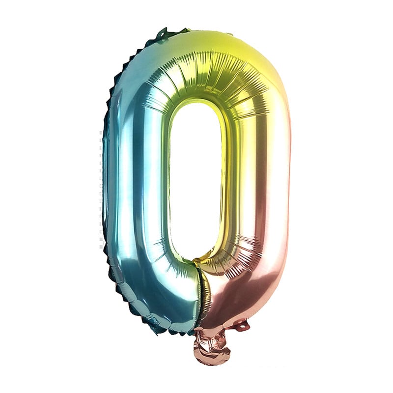 Folieballon O - regenboog metallic - 30 cm 