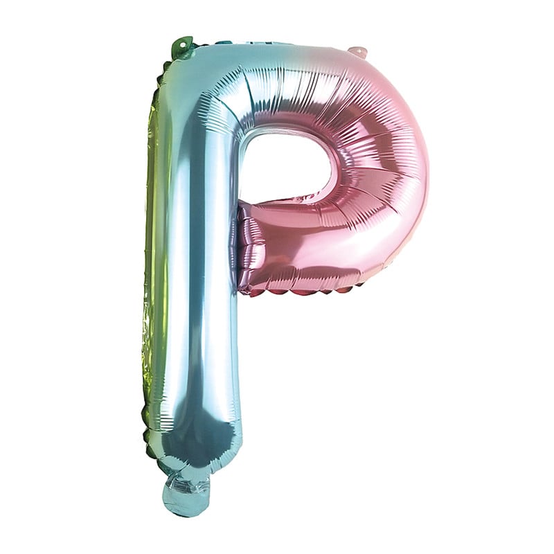 Folieballon P- regenboog metallic - 30 cm 