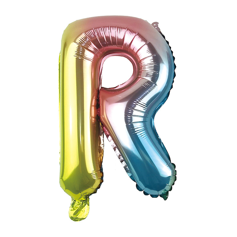 Folieballon R - regenboog metallic - 30 cm 
