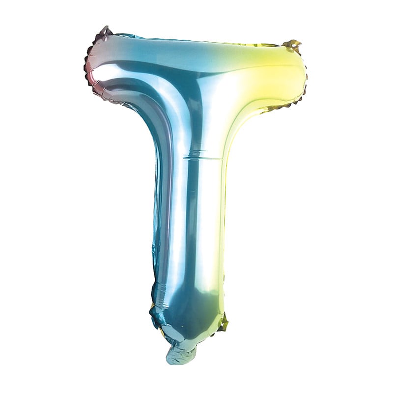 Folieballon T - regenboog metallic - 30 cm 