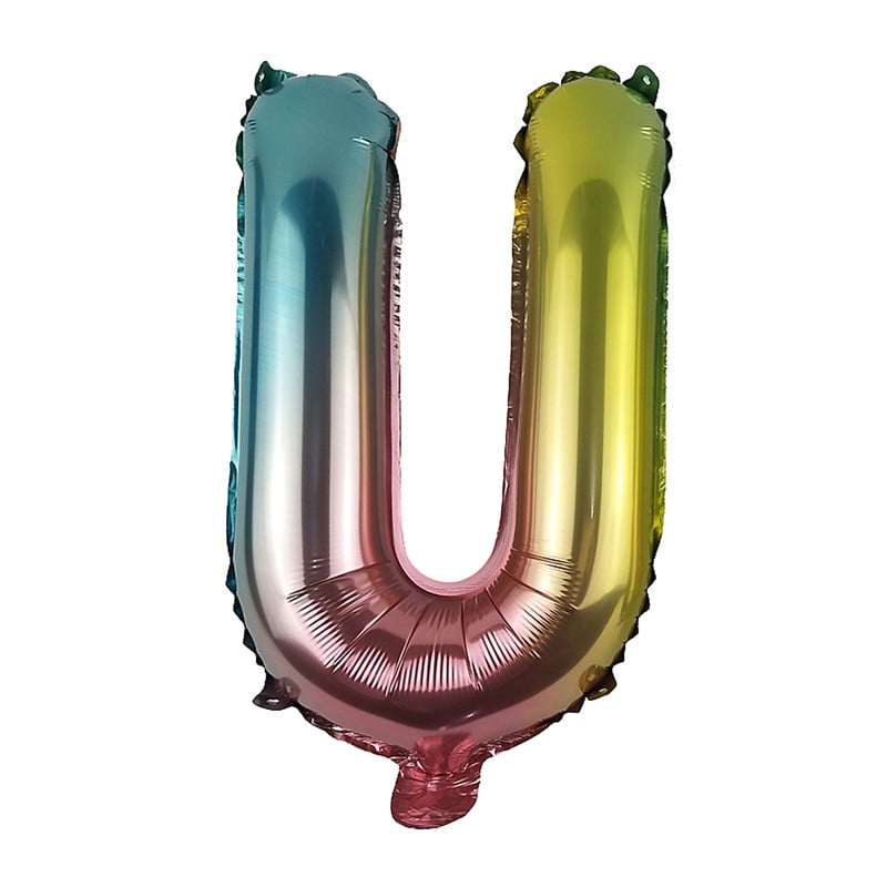 Folieballon U - regenboog metallic - 30 cm 