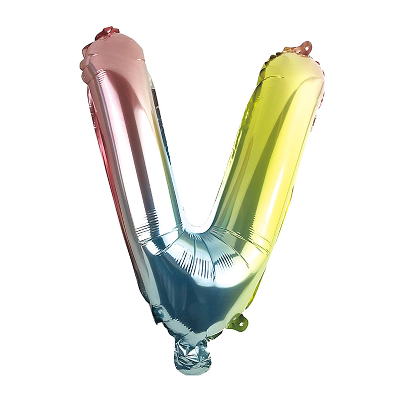 Folieballon V - regenboog metallic - 30 cm 