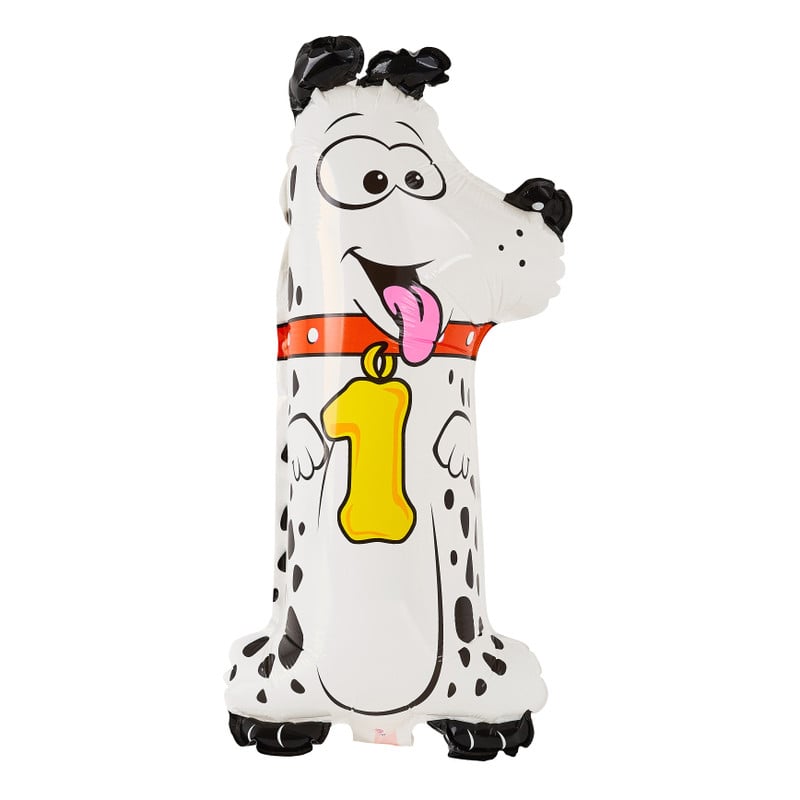 Folie ballon - cijfer 1 - hond - 30 cm 