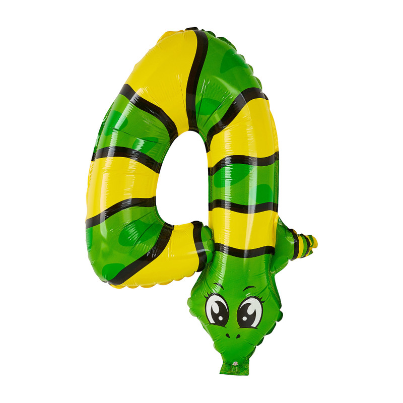 Folie ballon - cijfer 4 - slang - 30 cm 