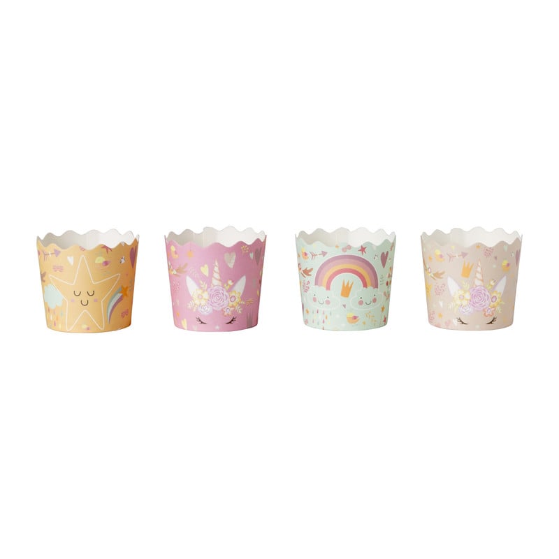 Unicorn traktatieset uitdeelbakjes en prikkers - multikleur