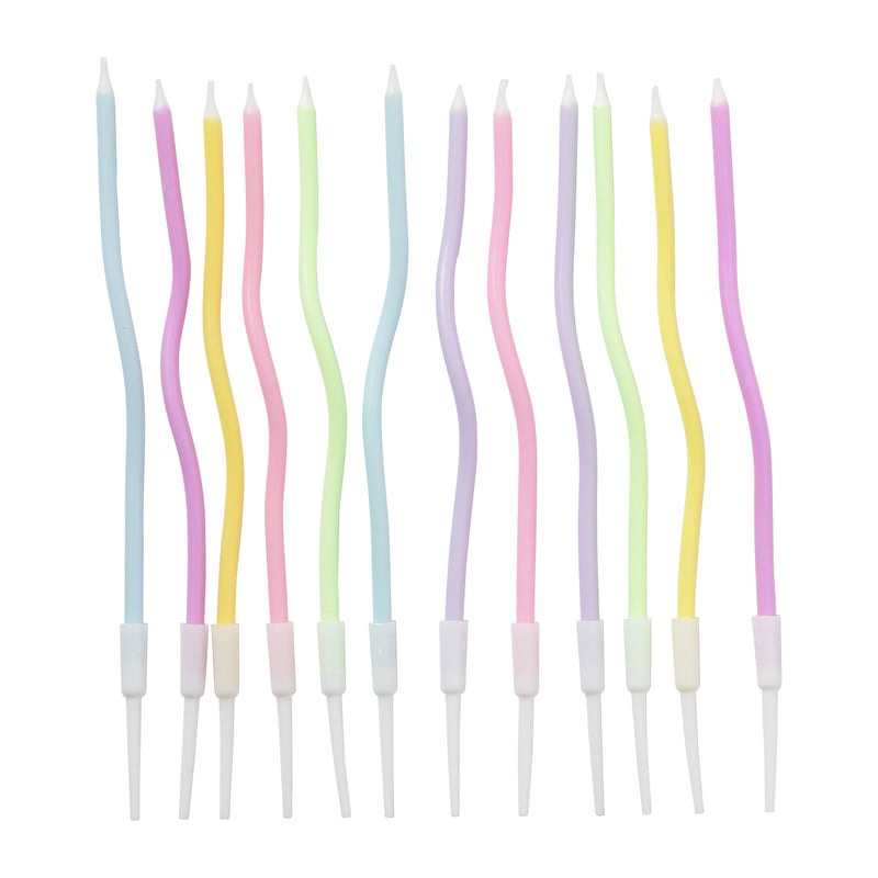 Taartkaarsjes gedraaid - set van 12 - ø3x15 cm