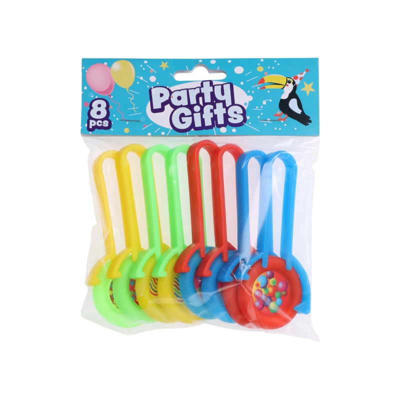 Uitdeelcadeautje katapult frisbee - multikleur - set van 8