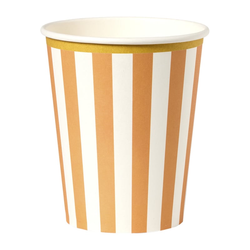 Papieren bekers - gestreept - set van 8