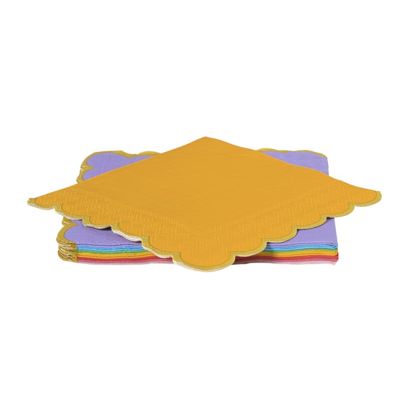 Servetten kartelrandje - multikleur - set van 16