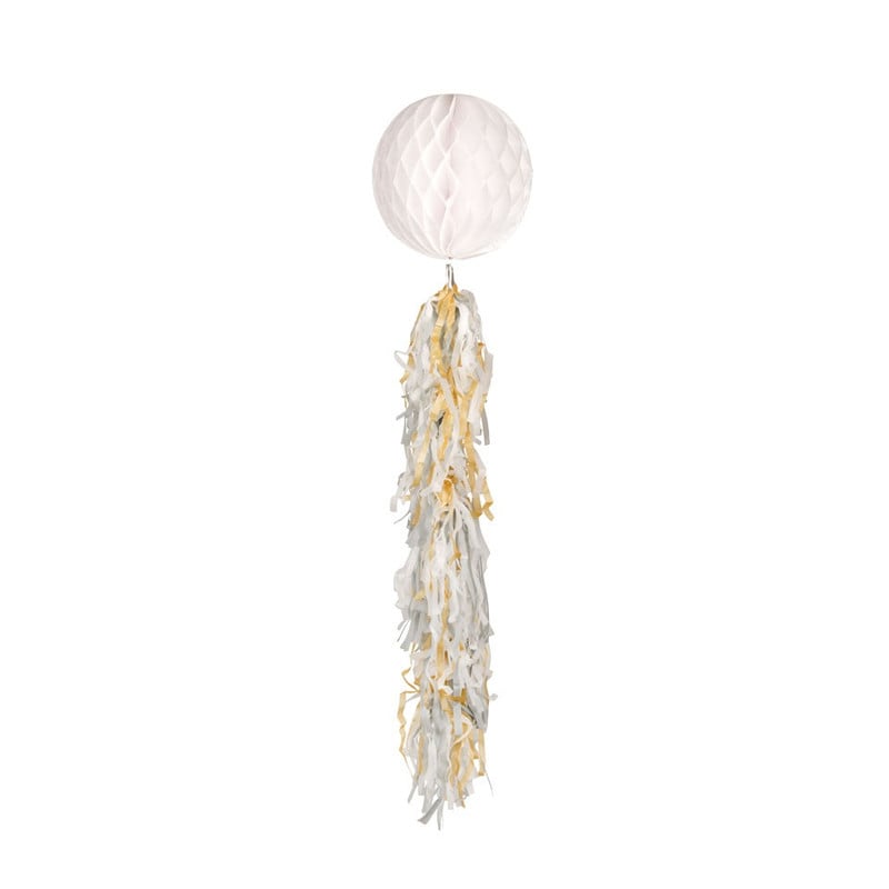 Honeycomb met tassel – wit