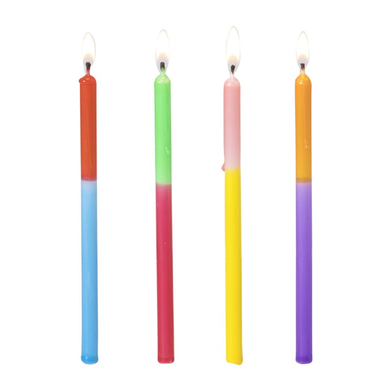 Taartkaarsen dip-dye - multikleur - set van 12