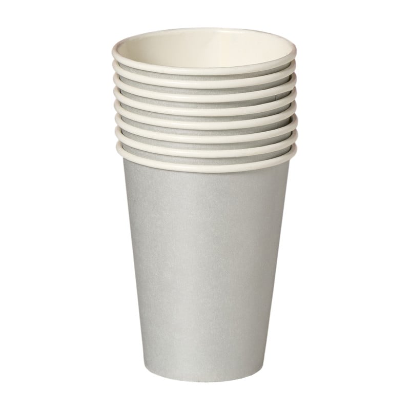Papieren bekers - zilverkleurig - set van 8