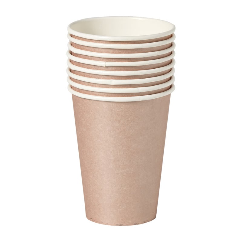 Papieren bekers - roségoudkleurig - set van 8