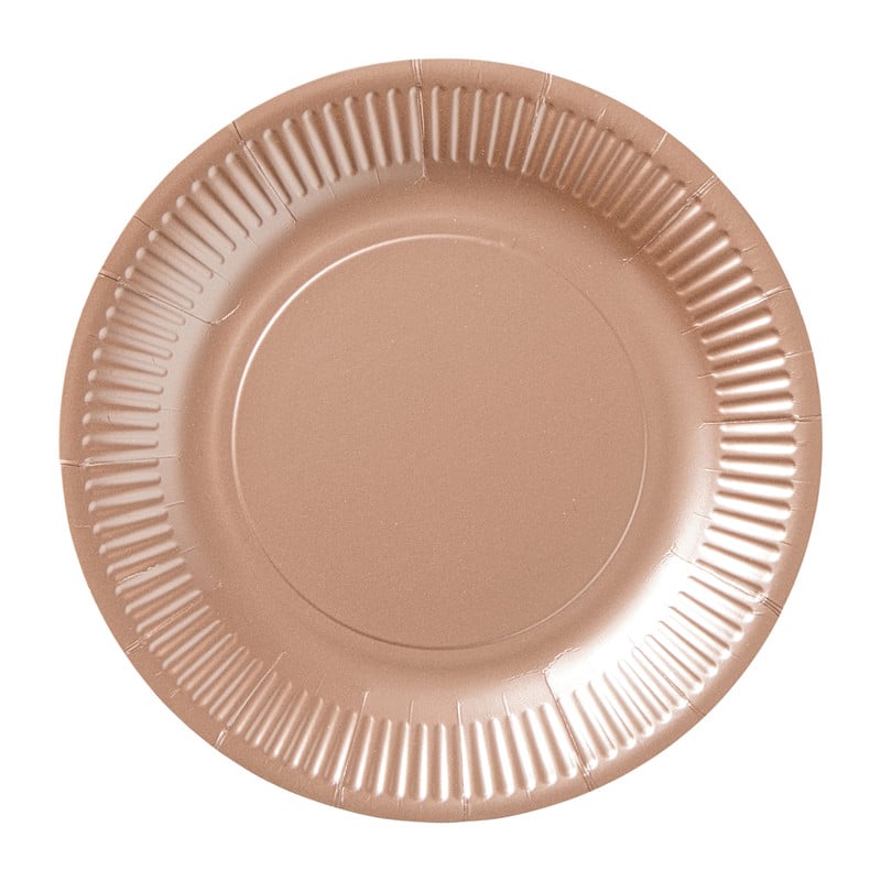 Papieren bordjes - roségoudkleurig - set van 8 