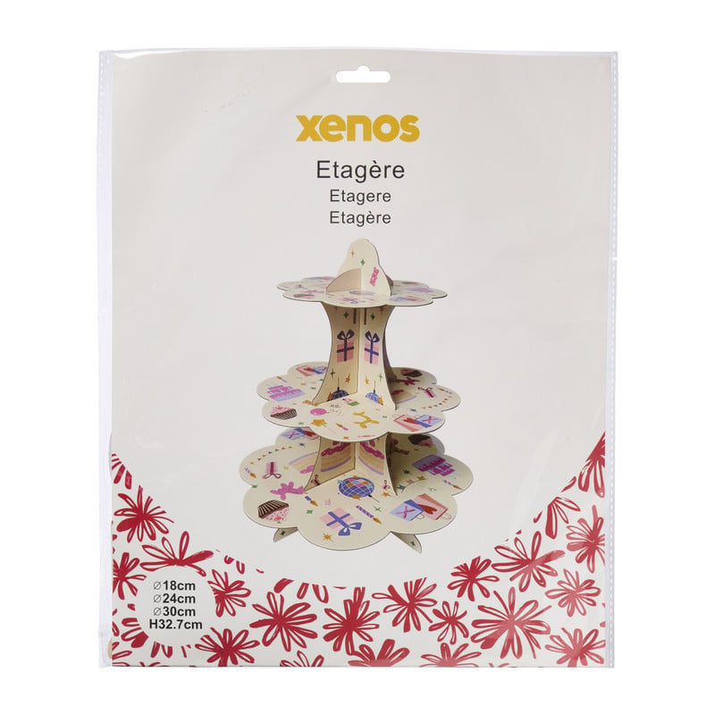 Etagère papier 3-laags - multikleur - 32 cm
