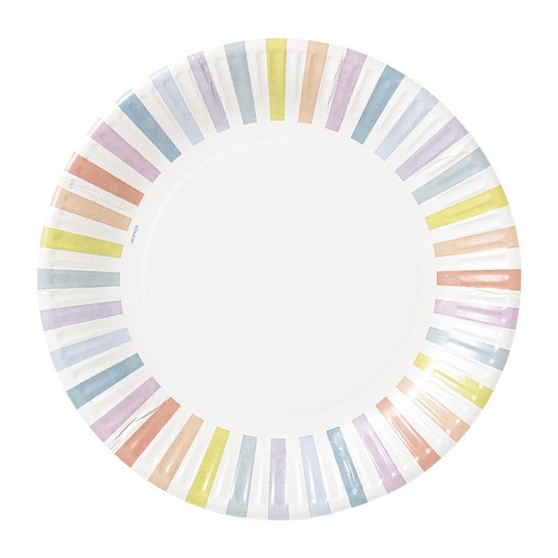 Borden gestreept pastel - ø23 cm - set van 8