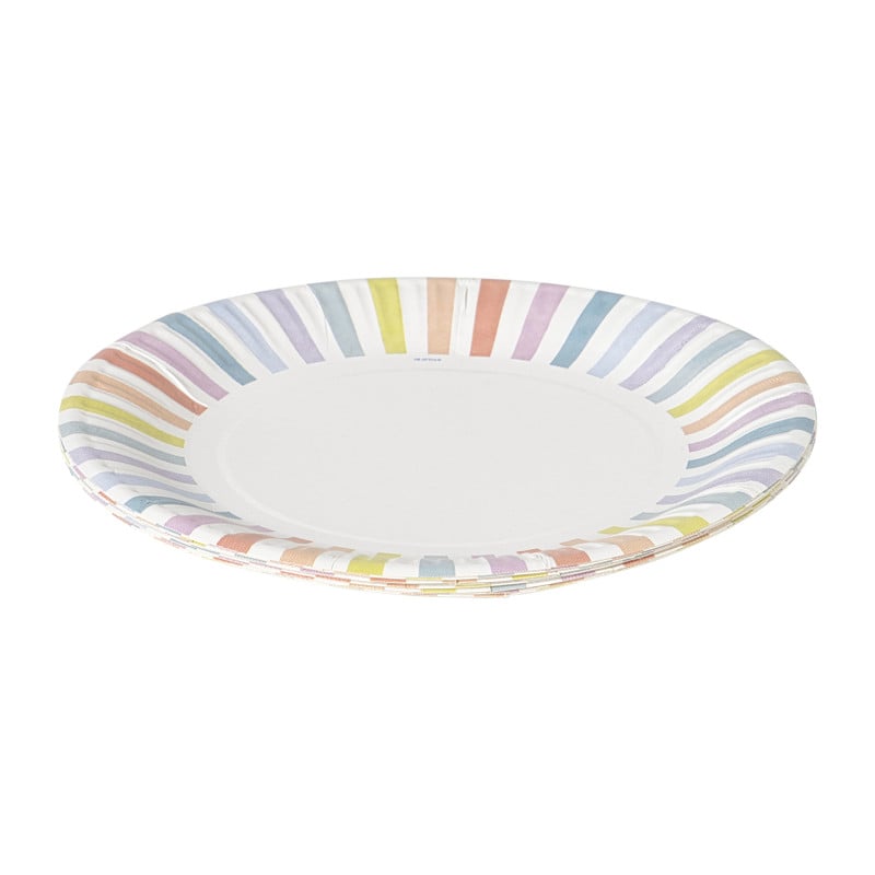 Borden gestreept pastel - ø23 cm - set van 8