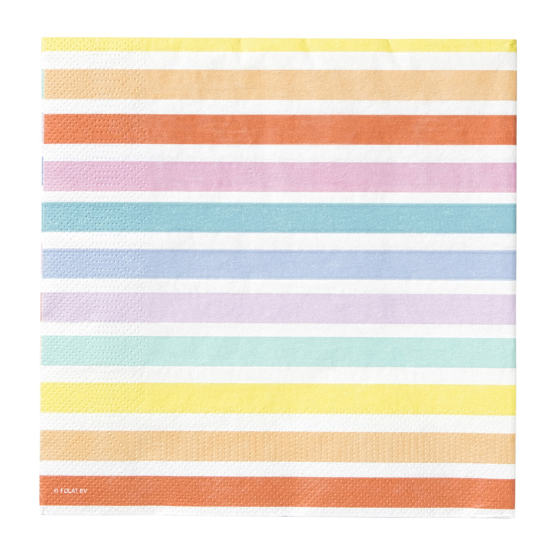 Servetten gestreept pastel - set van 20 
