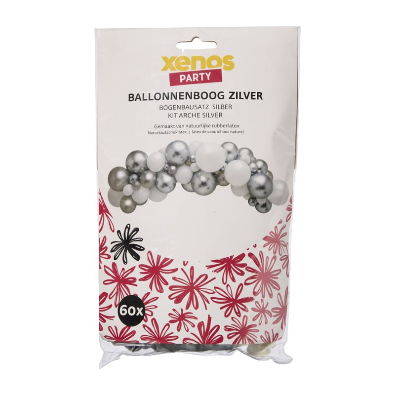 Ballonnenboog - zilverkleurig - set van 60