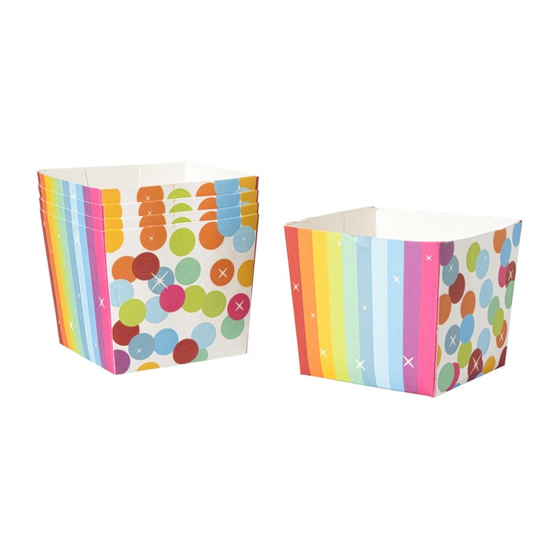 Papieren snackcups regenboog - set van 5 - ø8,5x9,5 cm