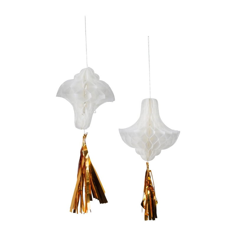 Honeycomb kroonluchter met tassel - set van 2