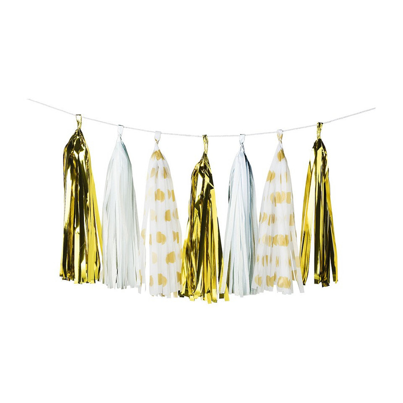 Slinger tassel goud/wit - 2.5 meter