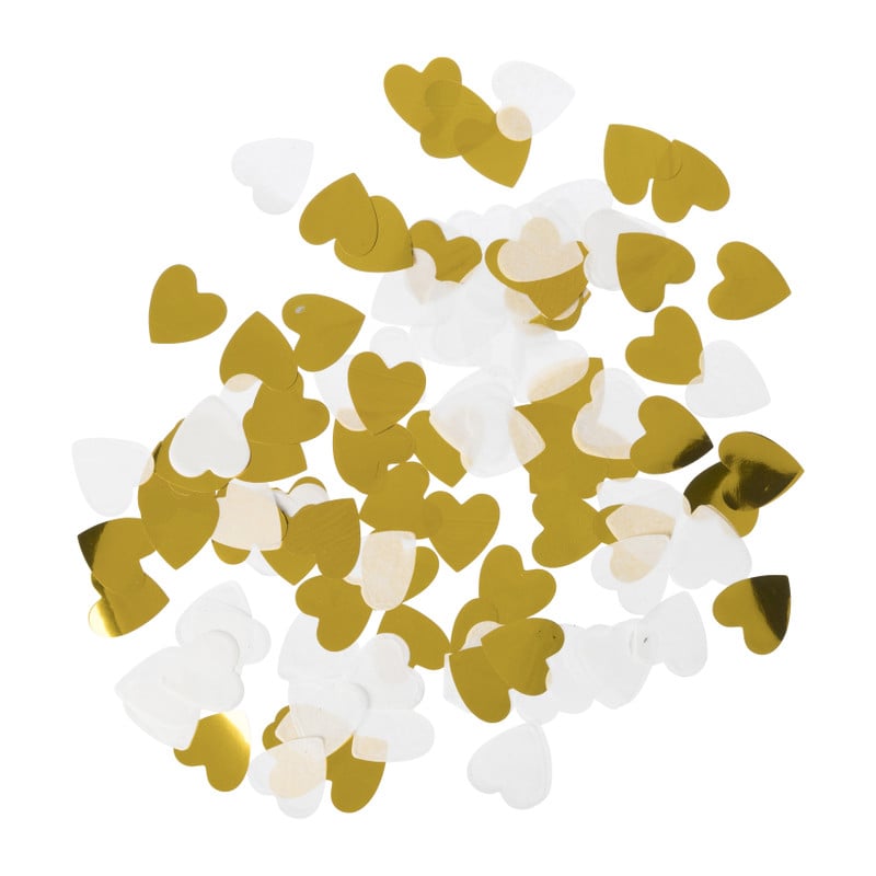 Confetti hartjes Goud/Wit