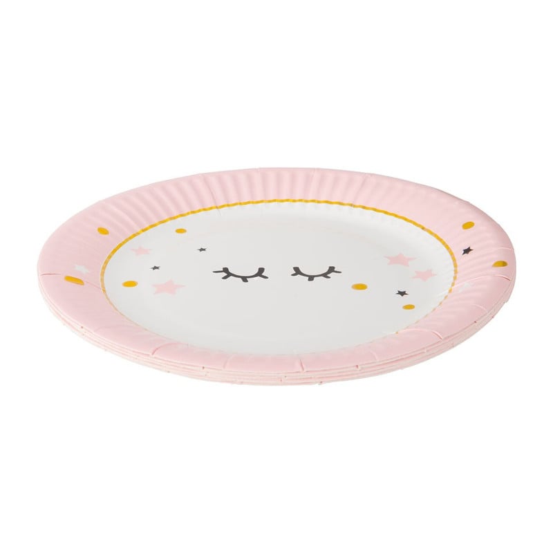 Bord wink - 18 cm - roze - set van 8