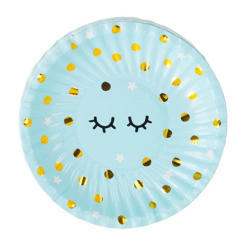 Bord wink - 10 cm - blauw - set van 8