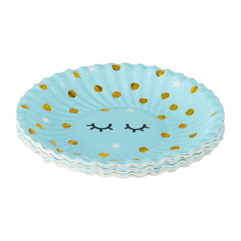 Bord wink - 10 cm - blauw - set van 8