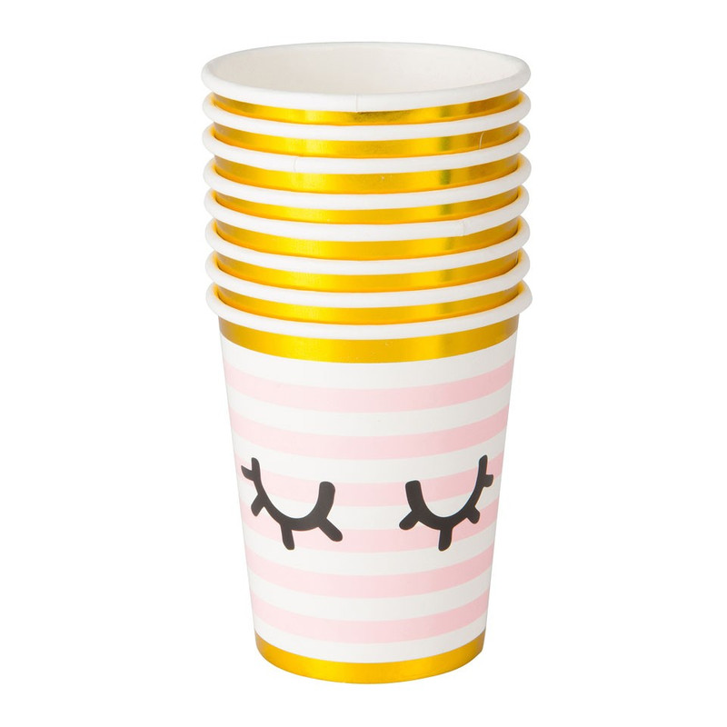 Beker wink - roze - set van 8