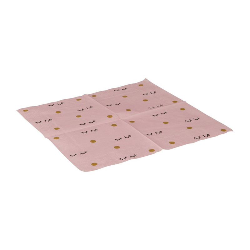 Servetten wink roze - set van 16 - 12.5x12.5 cm