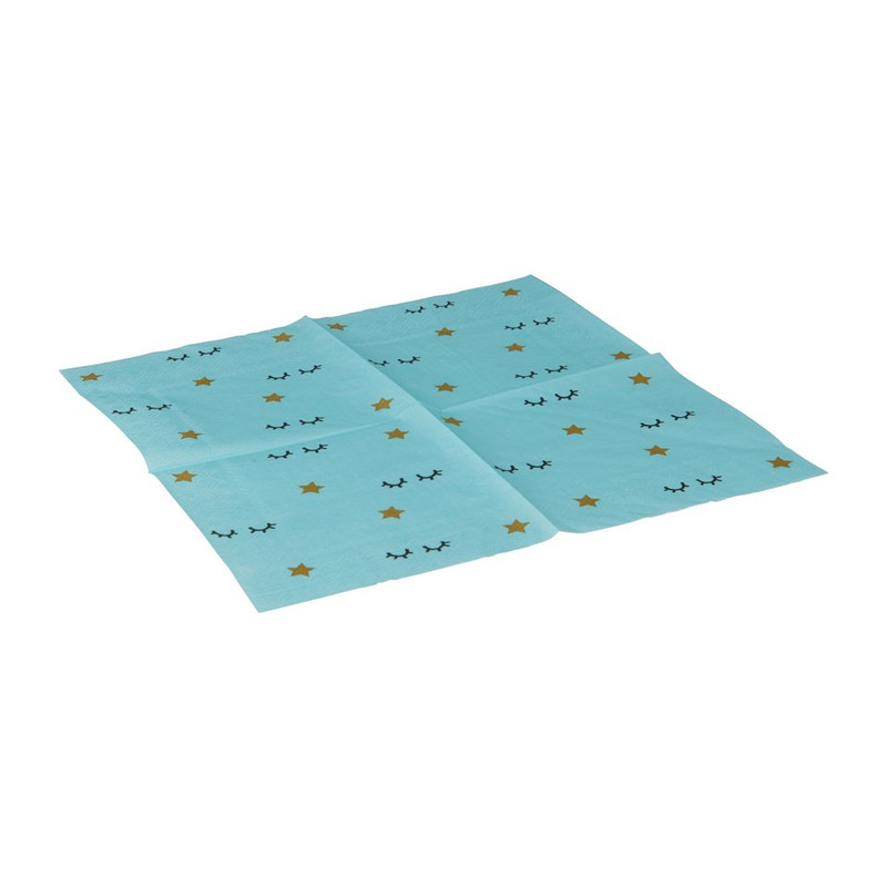 Servetten wink blauw - set van 16 - 12.5x12.5 cm