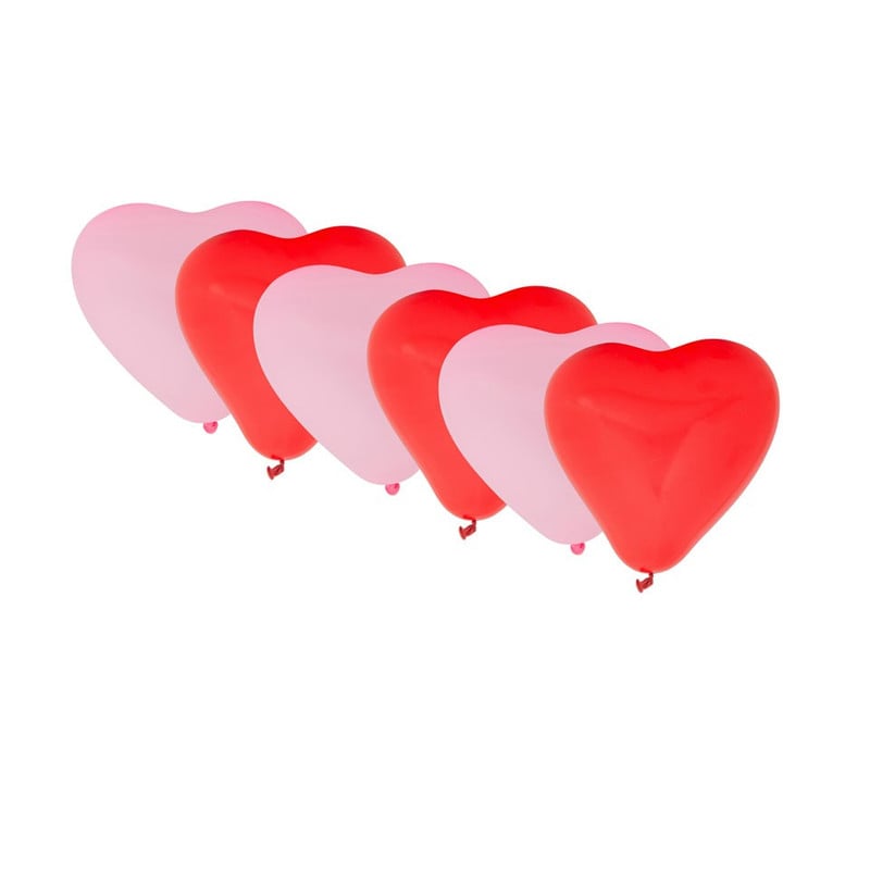 Ballonnen hartvorm - rood/roze - 6 stuks