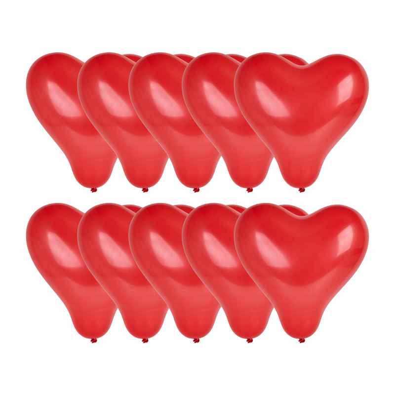 Ballonnen hartjes - rood - set van 10