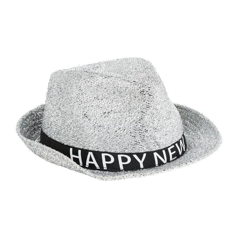 Hoed happy new year - zilver - maat 58 