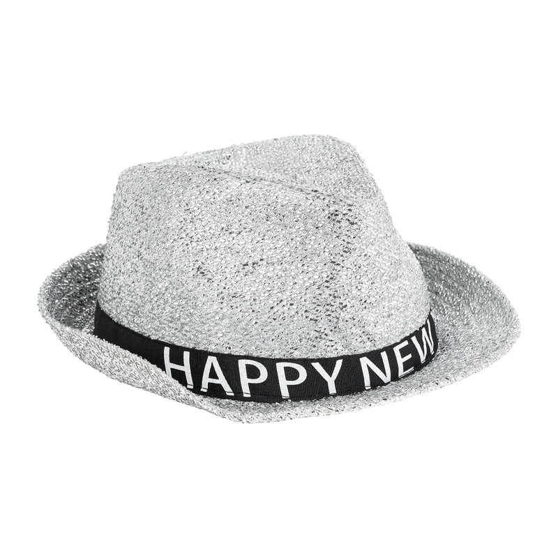 Hoed happy new year - zilver - maat 60