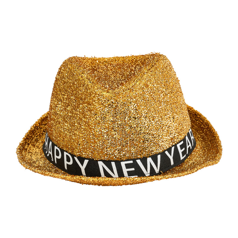 Hoed happy new year - goud - maat 60