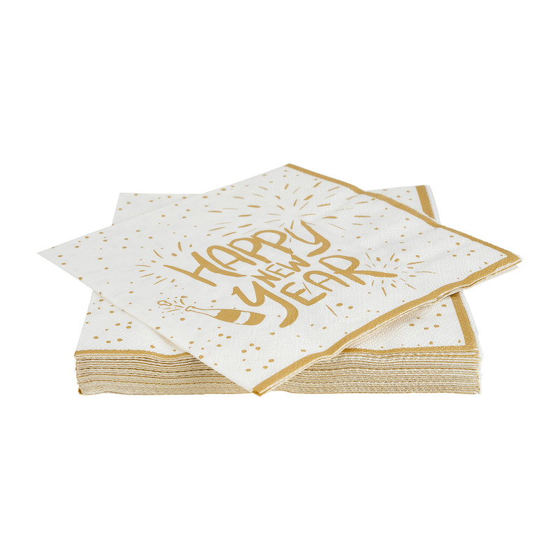 Servetten happy new year - 33x33 cm - set van 20