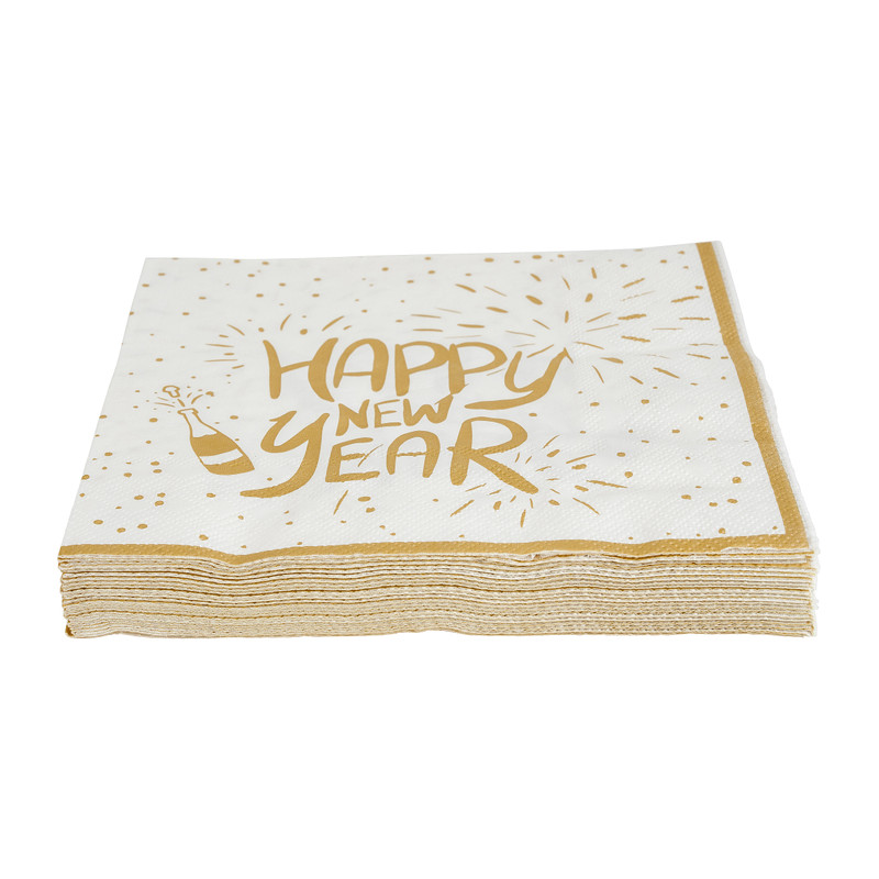 Servetten happy new year - 33x33 cm - set van 20