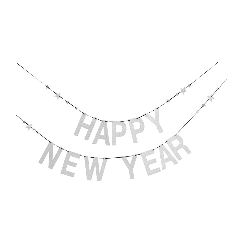 Slinger happy new year - zilver - 2 meter