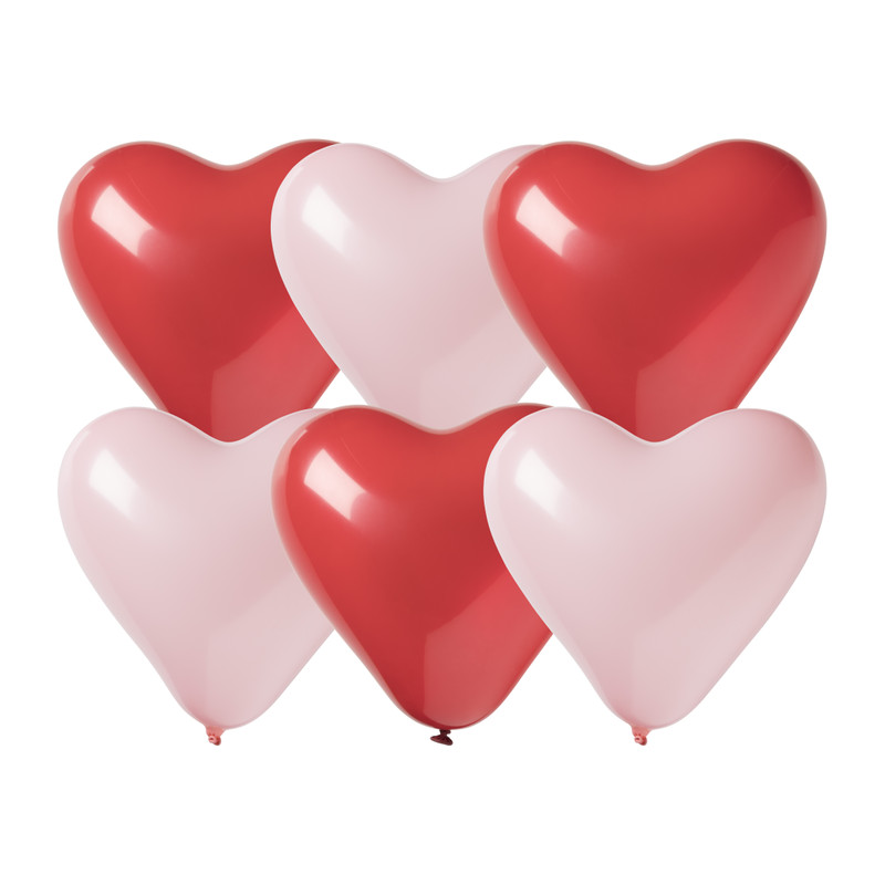 Ballon hart - rood/roze - set van 8