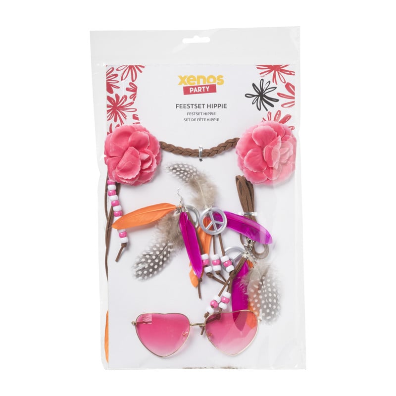 Feestset hippie met accessoires - set van 4