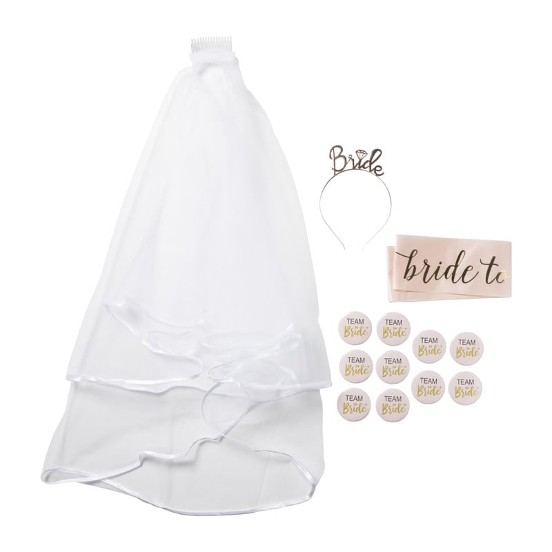 Bride to be set - wit/goud - set van 4