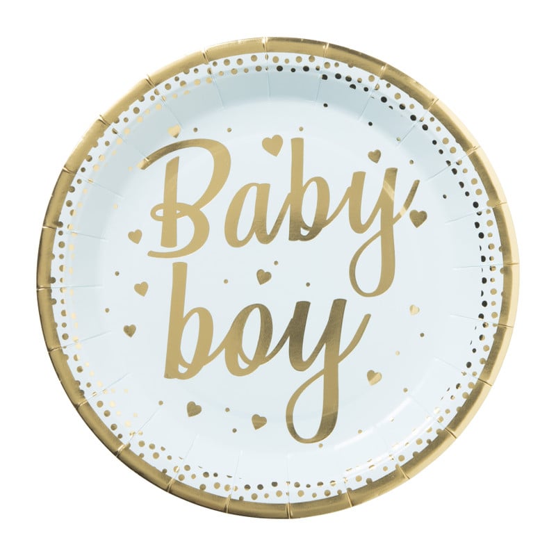 Bord baby boy - blauw/goudkleurig - set van 8