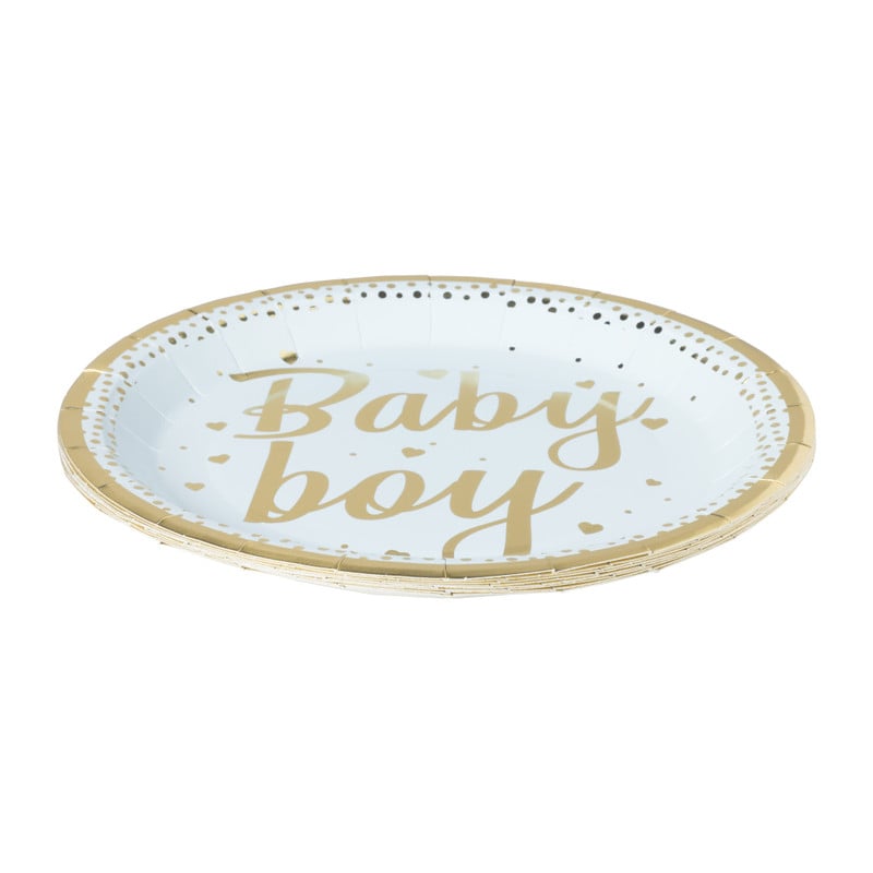 Bord baby boy - blauw/goudkleurig - set van 8