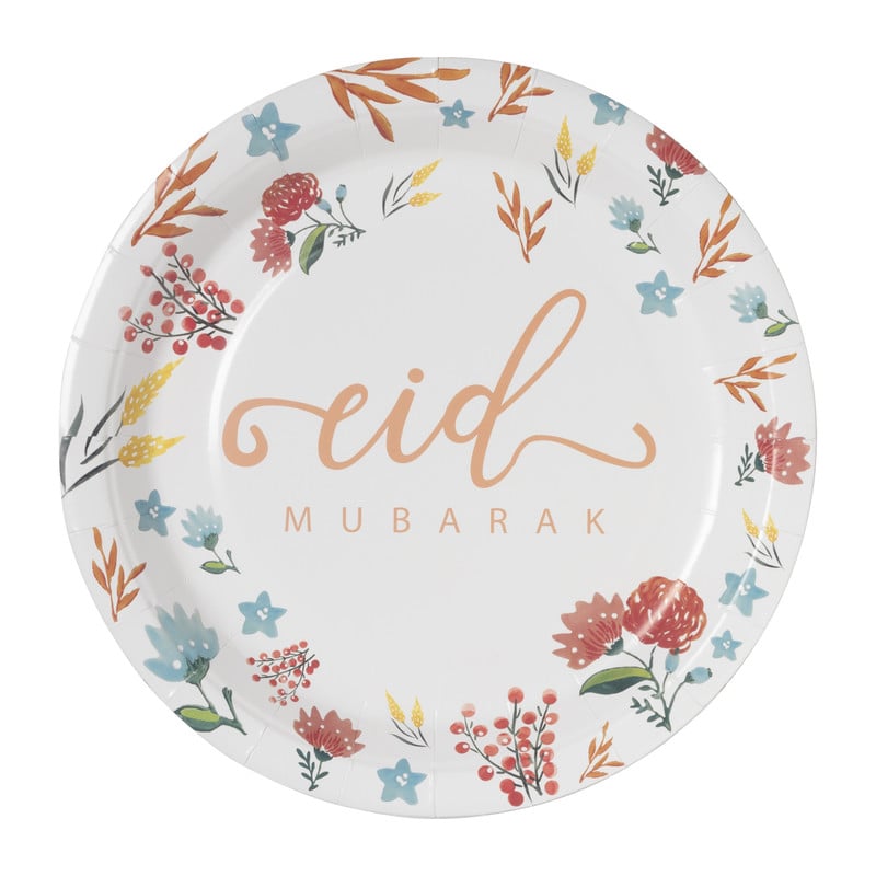 Bord Eid Mubarak - set van 8 - ø23 cm