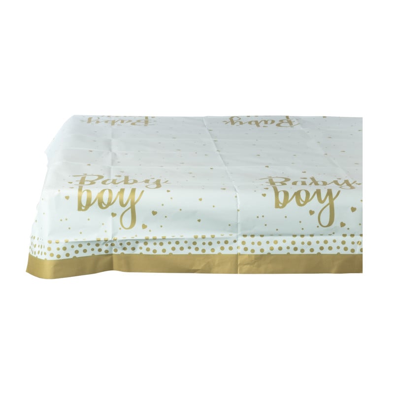 Tafelkleed baby boy - blauw/goud - 136x220 cm