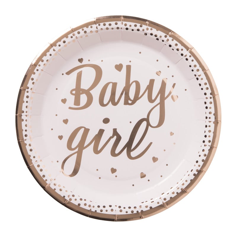 Bord baby girl - roze/koperkleurig - set van 8